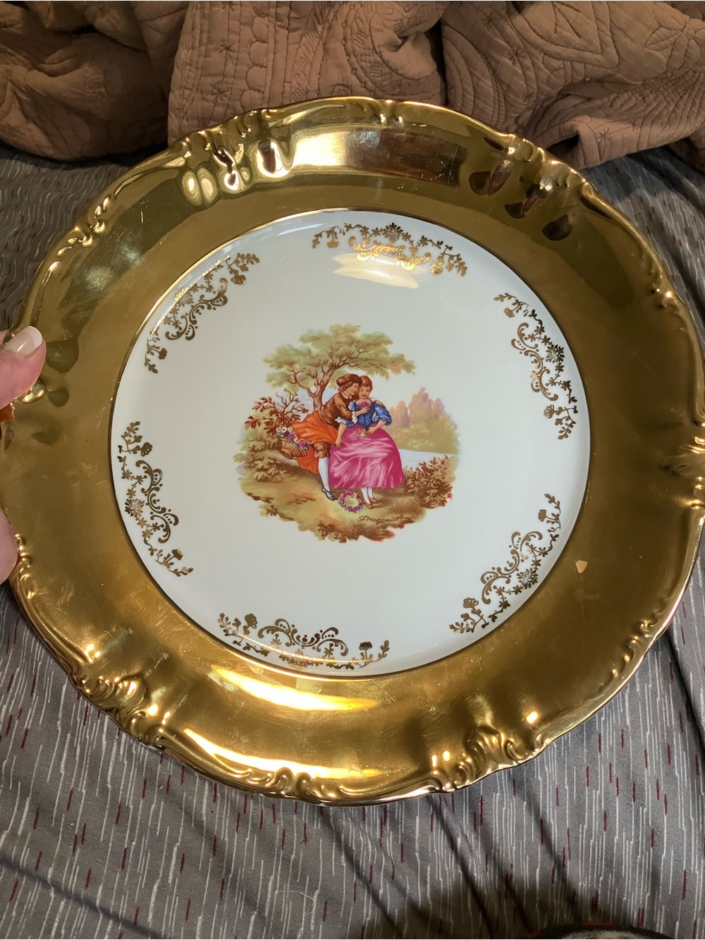Vintage Limoges Hand Painted Fragonard Porcelain Wall or Display Plate